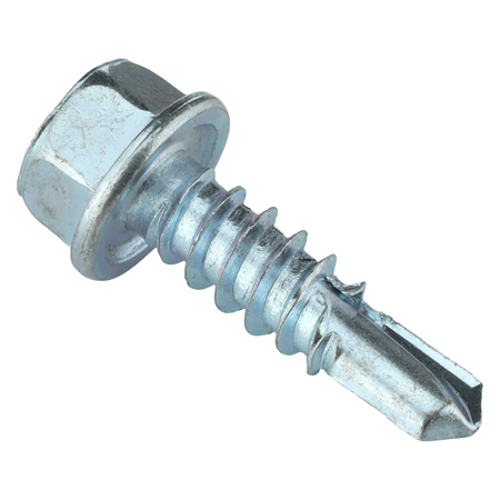 ZORO SELECT Self-Drilling Screw, #12 x 3/4 in, Zinc Plated Steel Hex Head External Hex Drive, 100 PK U31810.021.0075