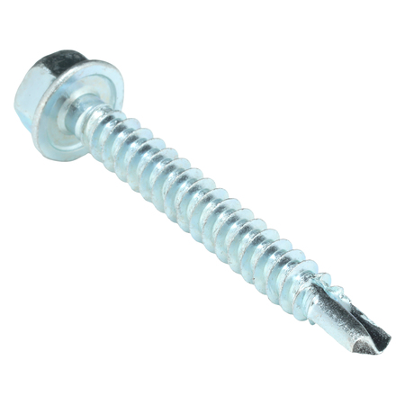 Zoro Select Self-Drilling Screw, 1/4" x 2 in, Zinc Plated Steel Hex Head External Hex Drive, 50 PK U31810.025.0200