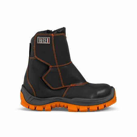 Gaston Mille Welders Leather Work Boot, Flame Resistant, Black/Orange, Men's Size 8 AONO3-8