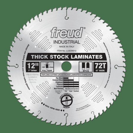 Freud Thick-Stock Laminate Blade, 12 LU92M012