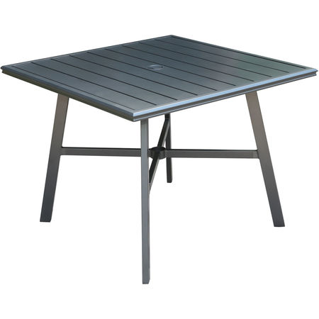 Hanover All-Weather Commercial-Grade Aluminum 38" Square Slat-Top Dining Table HANCMDNTBL-38SL