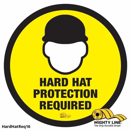 MIGHTY LINE Hard Hat Required, Floor Marking Sign, 1, HARDHATREQ16 HARDHATREQ16