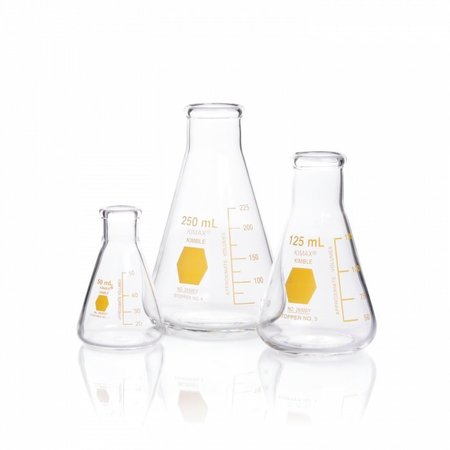 KIMBLE CHASE Erlenmeyer Flask, Narrow Mouth, 125 mL,  26500Y-125