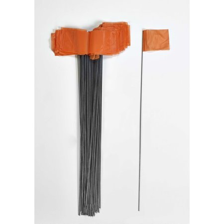 MUTUAL INDUSTRIES 2.5" X 3.5" X 21" Wire Orange Flags, 1000C 15901-45-21