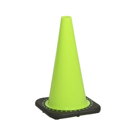 MUTUAL INDUSTRIES Traffic Cone with 3 lb. Plain Finish, PK2, Plastic, 18 in H, 10 in L, 10 in W, Lime M17716-18-3