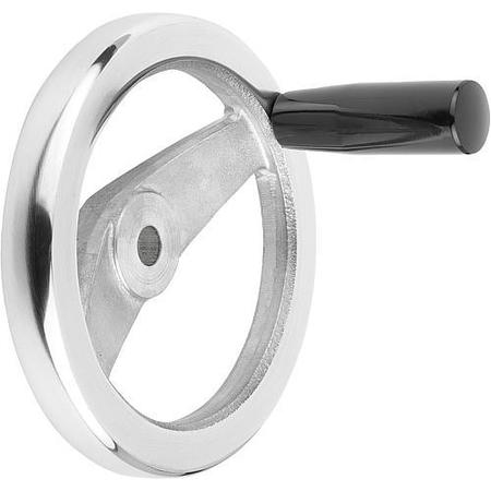 KIPP 2-Spoke Handwheel, Aluminum, Diameter D1= 100 mm, Bore Dia. D2= 12 mm, Fixed Grip, Thermoset K0162.2100X12