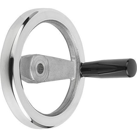 KIPP 2-Spoke Handwheel, Aluminum, Diameter D1= 200, Bore Dia. D2= 0.625", Revolving Grip, Thermoset K0162.4200XCQ