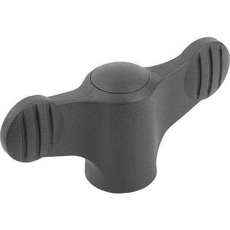 KIPP Wing Grip D=M06 A=38, H=18, Form: K, Plastic Black, Comp: Stainless Steel 1.4305 K0274.0906