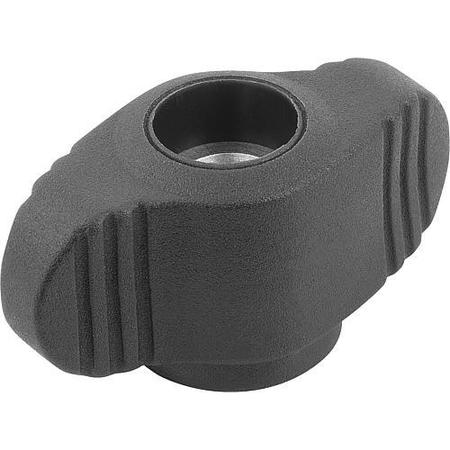 Kipp Wing Grip, Mini, D=M04 Tapped Through Thread, A=28, H=14, 3, Form: D, Thermoplastic Black K0658.10004