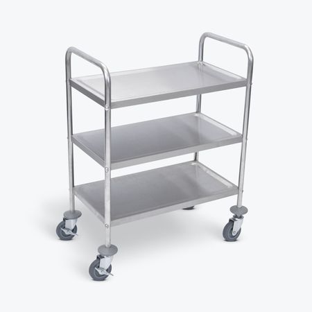 Luxor Stainless Steel Cart with Three Shelves, 37"H L100S3