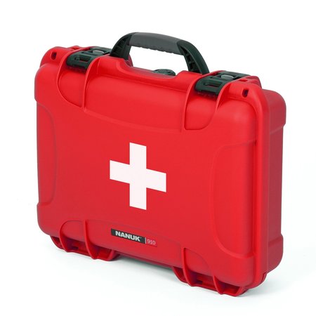 Nanuk Cases Case 910 with First Aid Logo, Red 910S-000RD-PA0-FSA01