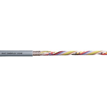 CHAINFLEX Data Cable, PVC, 0.3 in dia, Silver Gray CF240-01-18