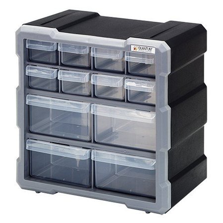 QUANTUM STORAGE SYSTEMS Cabinet With 12 Plastic Drawers, Black PDC-12BK