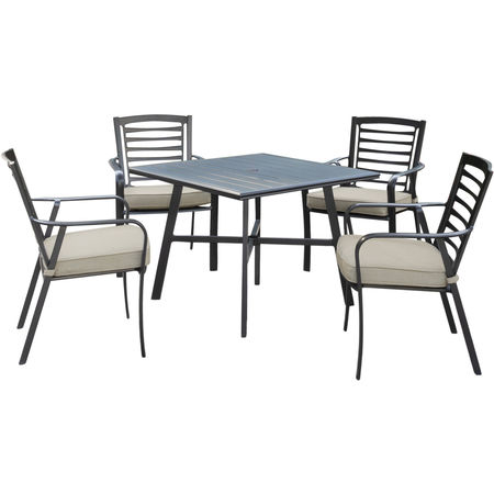 HANOVER Pemberton 5-Piece Patio Set with 4 Cushioned Dining Chairs PEMDN5PCS-ASH