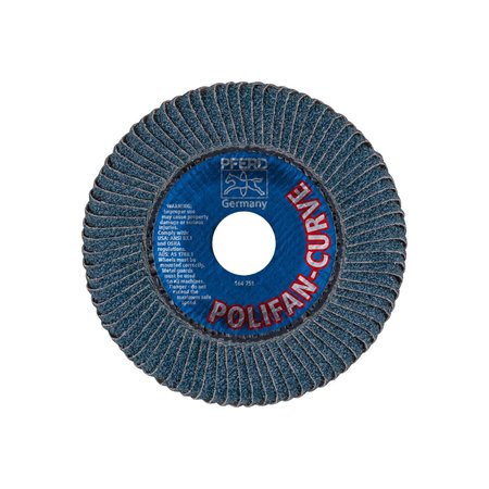 Pferd 4-1/2" x 7/8" A.H. POLIFAN® Flap Disc - Z SGP CURVE STEELOX, Zirconia, 40 Grit, Medium Radius 67192