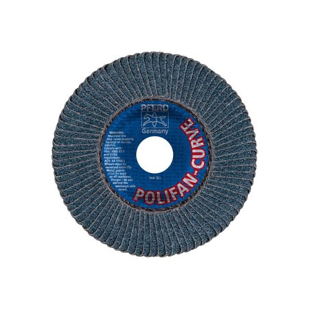 Pferd 5" x 5/8-11 Thd. POLIFAN® Flap Disc - Z SGP CURVE STEELOX, Zirconia, 40 Grit, Medium Radius 67216