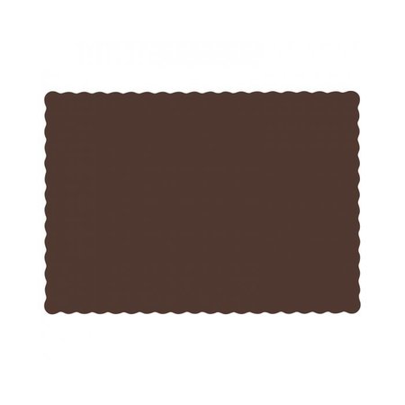 HOFFMASTER 10" x 14" Scalloped Chocolate Brown Paper Placemats, PK1000 310561