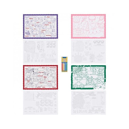HOFFMASTER 10" x 14" Kids Placemats and Crayons Combo Pack, PK50 326190