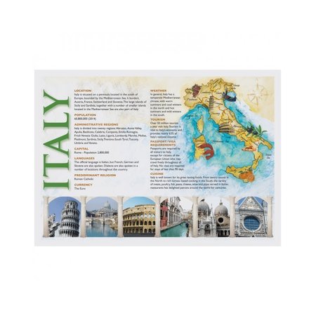 HOFFMASTER Placemat, Map of Italy, PK1000 PP112
