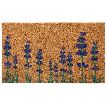 RUBBER-CAL Purple English Lavender Flower Doormat, 18 x 3 10-102-019