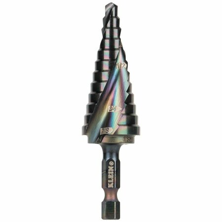 KLEIN TOOLS Step Drill Bit, Flute, 3/16 to 7/8-Inch QRST14