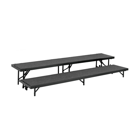 NATIONAL PUBLIC SEATING Tapered Standing Choral Riser, 2 Level, Grey Carpet RT2LC-02