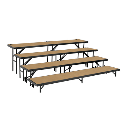 NATIONAL PUBLIC SEATING Straight Standing Choral Riser, 4 Level, Hardboard Floor RS4LHB