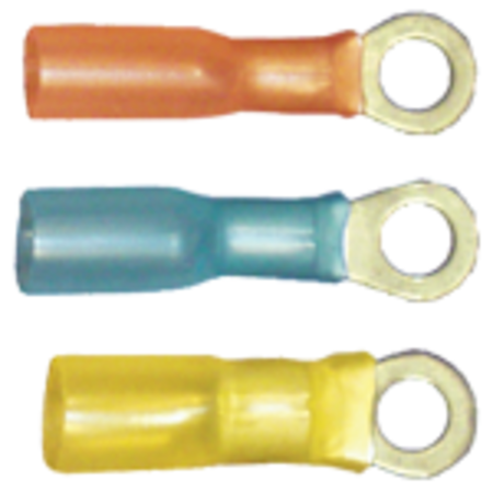 QUICKCABLE 16-14 AWG Heat-Shrink Ring Terminal 5/16" Stud PK25, Insulation Color: Blue 164206-025