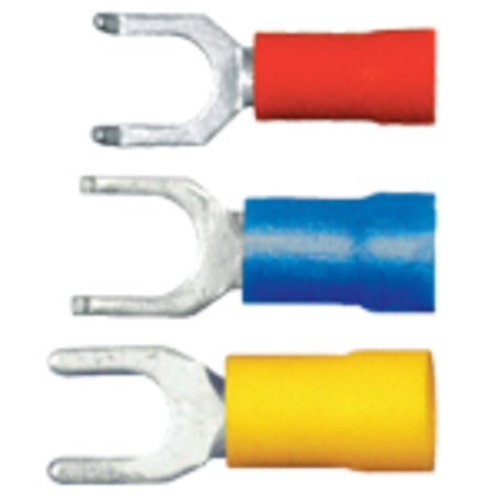 QUICKCABLE 22-18 AWG PVC Flanged Spade Terminal #8 Stud PK100, Max. Voltage: 600V 160135-2100
