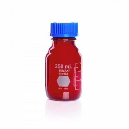 KIMBLE CHASE RAY-SORB GL 45 Media Bottles, w/Blue PP C 14399-250