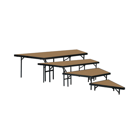NATIONAL PUBLIC SEATING Seated Riser Stage Pie Section, 4-Tier, 48" Deep Tiers, Hardboard SPST48HB/SP4832HB
