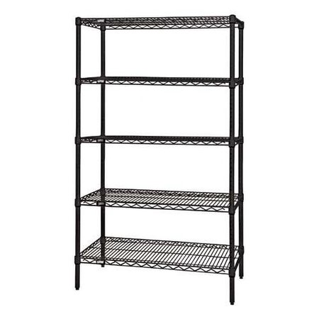 QUANTUM STORAGE SYSTEMS Wire Shelving, 18"X24"X86", Black Epoxy WR86-1824BK-5