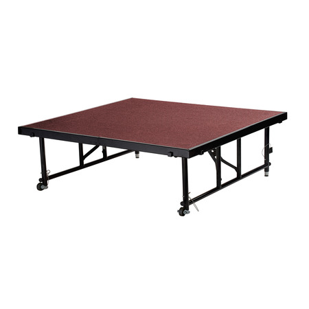 NATIONAL PUBLIC SEATING Stage Platform, 4 Ft. x 4 Ft. x 16"-24" Adjustable Height, Red Carpet TFXS48481624C-40