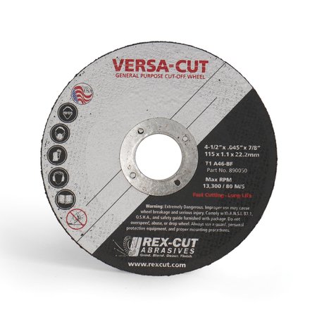 REX CUT Versa-Cut Cut Off Wheel 4 1/2 X .045 X 7/8 T1 Versa-Cut 890050