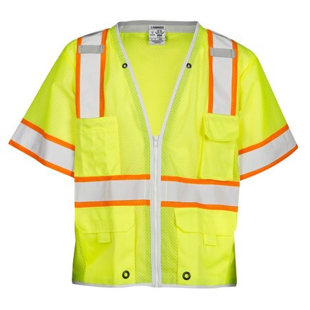 KISHIGO High Visibility Vest, Class 3, L, Lime 1550-L