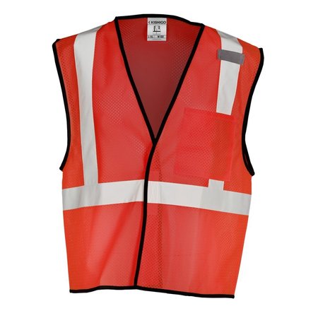 KISHIGO High-Visibility Vest, Red, L/XL B122-L-XL