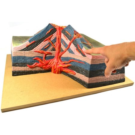 Eisco Scientific Volcano Mountain Table Top Model w/Cut Away View, Approx. 17"x16"x7" BD0082