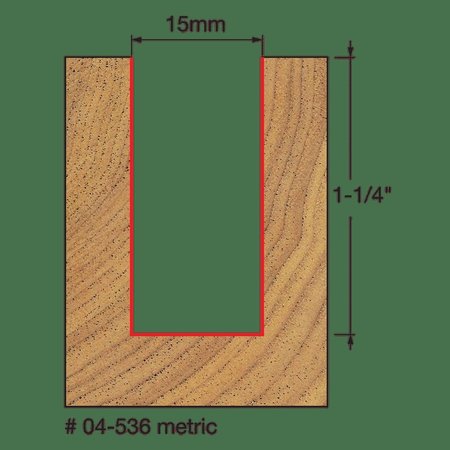 Freud Double Flute Straight Bit, 15 dia. 04-536