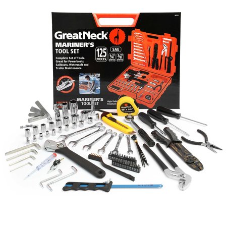 Great Neck 125PC Marine Tool Set Multicolor MS125 One Size
