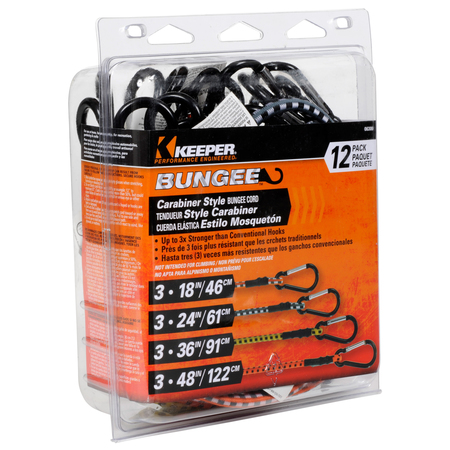 Keeper Carabiner Bungee Assortment, PK12 6300 | Zoro