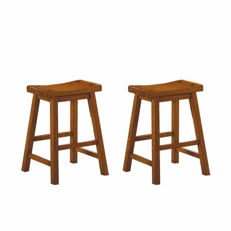 HOMELEGANCE Saddleback 24in Stool, Oak 5302A-24