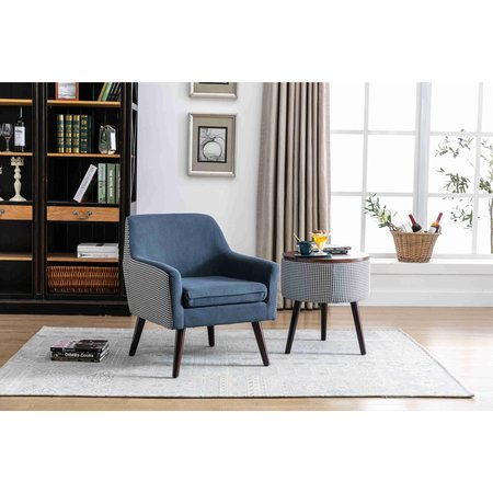 HOMELEGANCE Athena 2 PC Accent Chair and Side Table W/Storage , Blue HM1207BU-1
