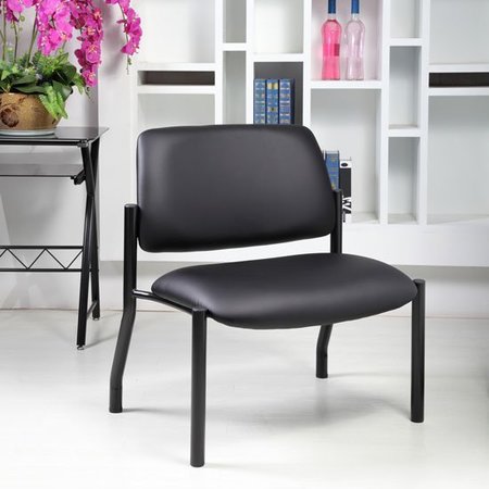 500 lbs. Capacity Antimicrobial Black Vinyl Guest Chair with Arms