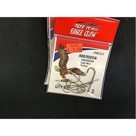 Eagle Claw 214AH-4 Light Wire Panfish Aberdeen Fish Hooks 10 Pack