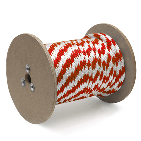 KINGCORD 3/8 in. x 600 ft. Red/White Solid Braid Polypropylene Derby Rope 300501