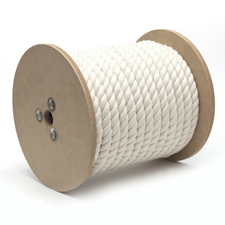 KINGCORD 3/8 in. x 300 ft. Natural 3-Strand Twisted Cotton Rope 644371TV