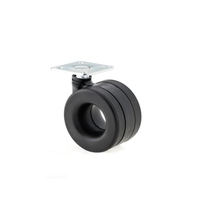 RICHELIEU HARDWARE Moebius Casters by Starck, Swivel Without Brake, with Plate, Black 176549090