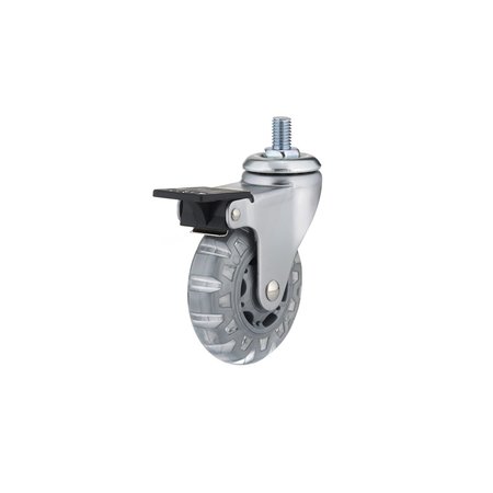 RICHELIEU HARDWARE Contemporary Furniture Caster, Swivel with Brake, with Threaded Stem, Light Gray 27583020502