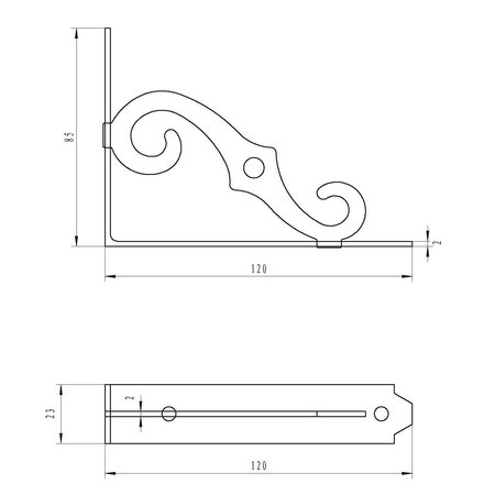 Onward 5inch 127 mm Black Metal Ornamental Bracket with 10 lb Load Rating 493FB05R