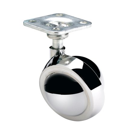 RICHELIEU HARDWARE Ball Furniture Caster, Swivel Without Brake, with Plate, Polished Chrome 6701140